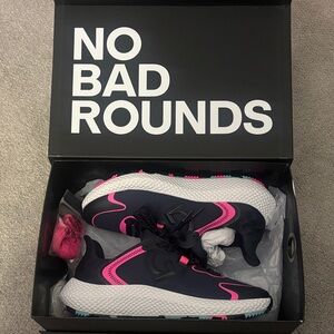 G/FORE Navy Athletic Sneakers with Pink Accents